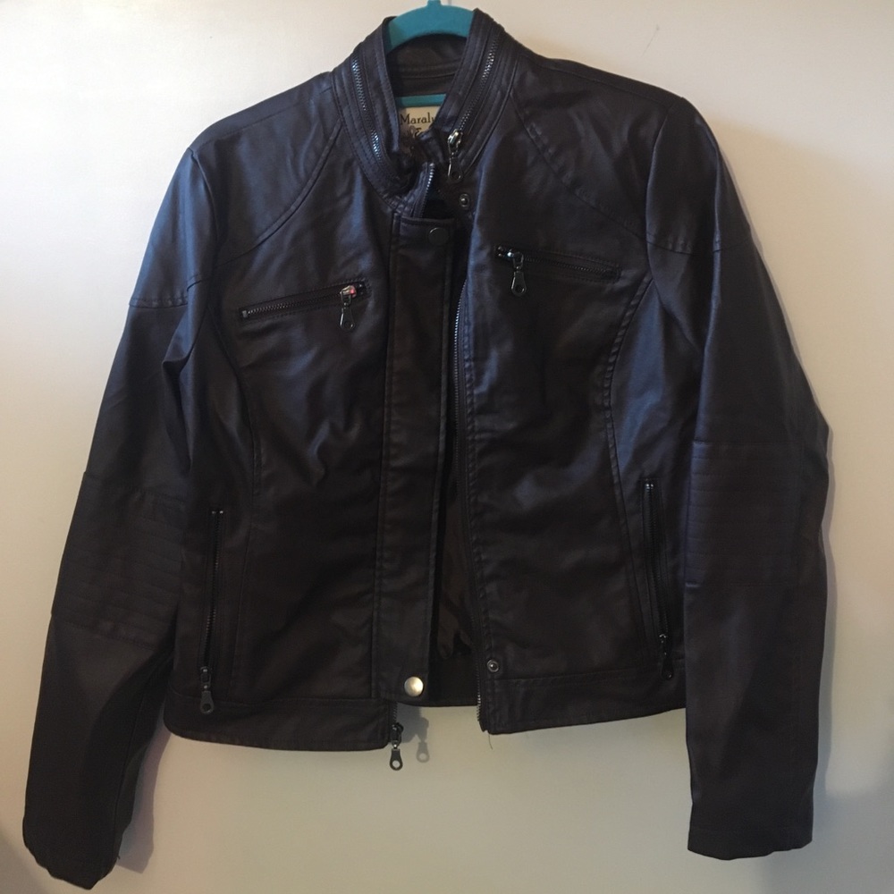 Plum faux leather jacket